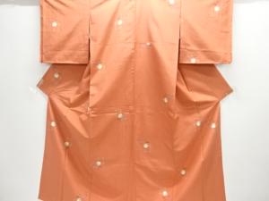 未使用品　枝の実模様織り出し縦節紬着物